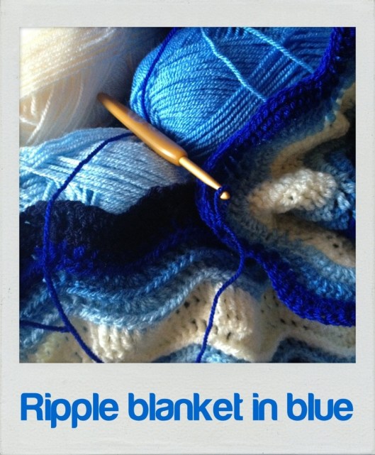 blue ripple wave crochet blanket