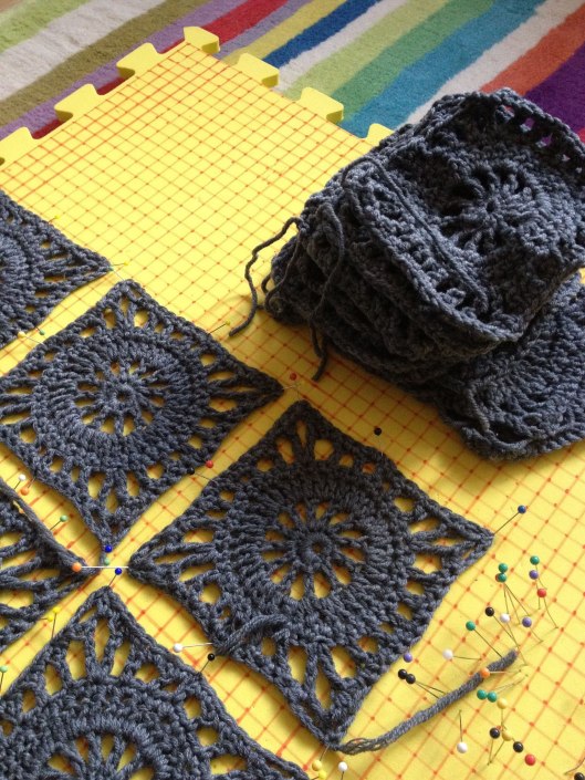 Blocking crochet squares
