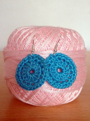 turquoise crochet earrings