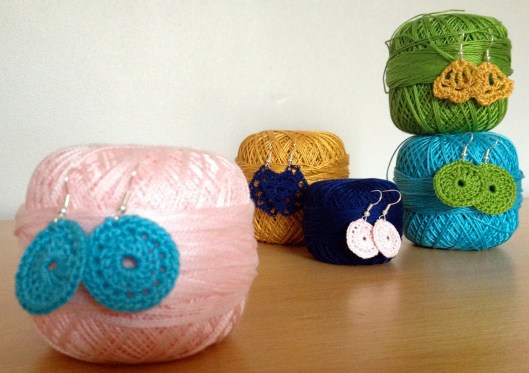 crochet earrings and crochet thread