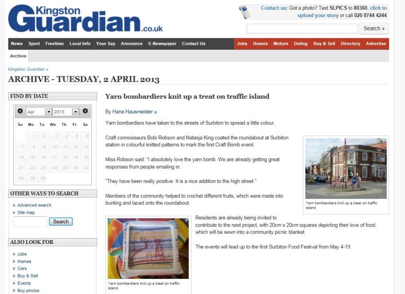 The yarnbomb made the local news