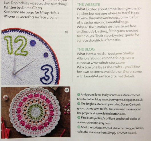 Surface crochet clock