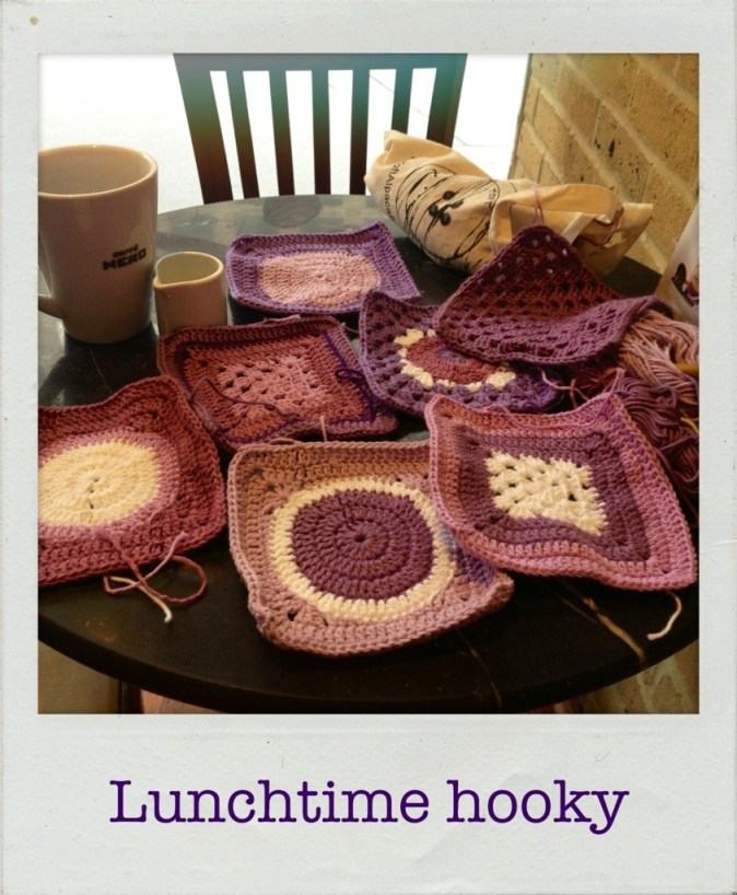 purple crochet squares