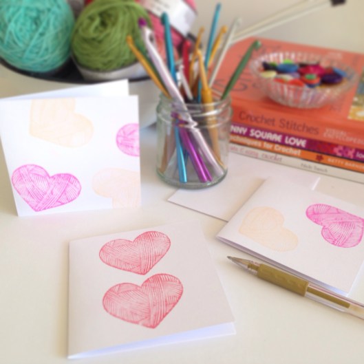 love yarn hearts notecards