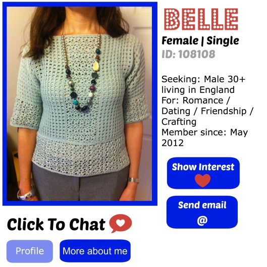 online dating profile for crochet sweater