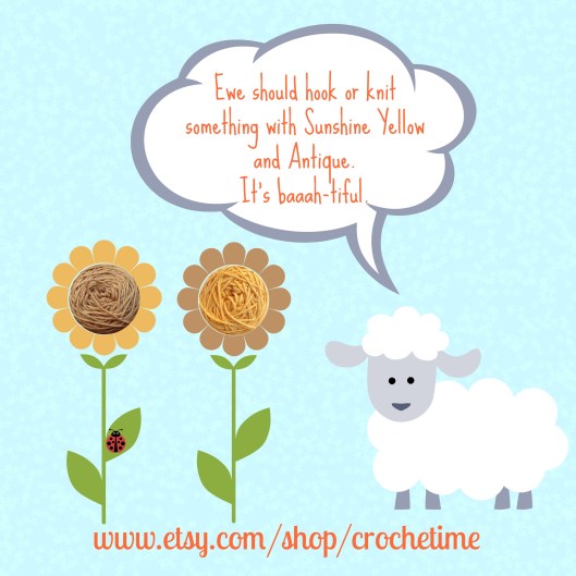 Sheep Says yellow and antique